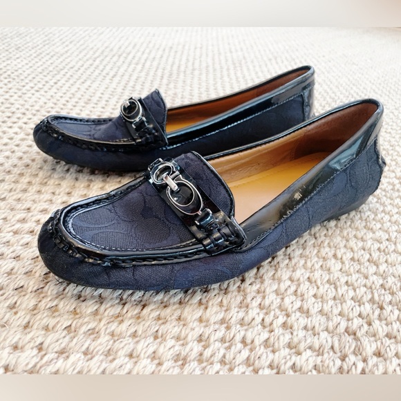Coach Shoes - Coach New York Black Signature Print Fortunata Loafer Shoes Women SZ 8B